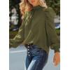imageDokotoo Womens 2024 Long Sleeve High Neck Puff Long Sleeve Casual Loose Shirts Tops and BlousesGreen 2