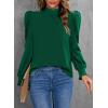 imageDokotoo Womens 2024 Long Sleeve High Neck Puff Long Sleeve Casual Loose Shirts Tops and BlousesGreen