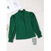 imageDokotoo Womens 2024 Long Sleeve High Neck Puff Long Sleeve Casual Loose Shirts Tops and BlousesGreen