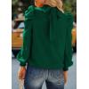 imageDokotoo Womens 2024 Long Sleeve High Neck Puff Long Sleeve Casual Loose Shirts Tops and BlousesGreen