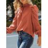 imageDokotoo Womens 2024 Long Sleeve High Neck Puff Long Sleeve Casual Loose Shirts Tops and BlousesOrange 2