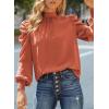 imageDokotoo Womens 2024 Long Sleeve High Neck Puff Long Sleeve Casual Loose Shirts Tops and BlousesOrange 2