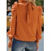 imageDokotoo Womens 2024 Long Sleeve High Neck Puff Long Sleeve Casual Loose Shirts Tops and BlousesOrange