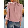imageDokotoo Womens 2024 Long Sleeve High Neck Puff Long Sleeve Casual Loose Shirts Tops and BlousesPink