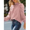 imageDokotoo Womens 2024 Long Sleeve High Neck Puff Long Sleeve Casual Loose Shirts Tops and BlousesPink