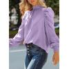 imageDokotoo Womens 2024 Long Sleeve High Neck Puff Long Sleeve Casual Loose Shirts Tops and BlousesPurple