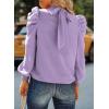 imageDokotoo Womens 2024 Long Sleeve High Neck Puff Long Sleeve Casual Loose Shirts Tops and BlousesPurple