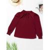 imageDokotoo Womens 2024 Long Sleeve High Neck Puff Long Sleeve Casual Loose Shirts Tops and BlousesRed 2