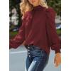 imageDokotoo Womens 2024 Long Sleeve High Neck Puff Long Sleeve Casual Loose Shirts Tops and BlousesRed 2