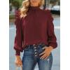 imageDokotoo Womens 2024 Long Sleeve High Neck Puff Long Sleeve Casual Loose Shirts Tops and BlousesRed 2