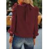 imageDokotoo Womens 2024 Long Sleeve High Neck Puff Long Sleeve Casual Loose Shirts Tops and BlousesRed 2