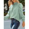 imageDokotoo Womens 2024 Long Sleeve High Neck Puff Long Sleeve Casual Loose Shirts Tops and BlousesSky Blue 2