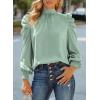 imageDokotoo Womens 2024 Long Sleeve High Neck Puff Long Sleeve Casual Loose Shirts Tops and BlousesSky Blue 2