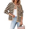 imageDokotoo Womens 2025 Fashion Casual Crew Neck Open Front Long Sleeve Chunky Knit Striped Cardigans Sweaters Outerwear CoatsApricot Stripe