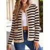 imageDokotoo Womens 2025 Fashion Casual Crew Neck Open Front Long Sleeve Chunky Knit Striped Cardigans Sweaters Outerwear CoatsApricot Stripe