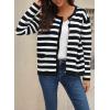 imageDokotoo Womens 2025 Fashion Casual Crew Neck Open Front Long Sleeve Chunky Knit Striped Cardigans Sweaters Outerwear CoatsBlack Stripe