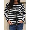 imageDokotoo Womens 2025 Fashion Casual Crew Neck Open Front Long Sleeve Chunky Knit Striped Cardigans Sweaters Outerwear CoatsBlack Stripe
