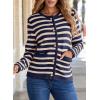 imageDokotoo Womens 2025 Fashion Casual Crew Neck Open Front Long Sleeve Chunky Knit Striped Cardigans Sweaters Outerwear CoatsBlue Stripe