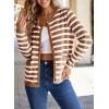 imageDokotoo Womens 2025 Fashion Casual Crew Neck Open Front Long Sleeve Chunky Knit Striped Cardigans Sweaters Outerwear CoatsBrown Stripe