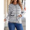 imageDokotoo Womens 2025 Fashion Casual Crew Neck Open Front Long Sleeve Chunky Knit Striped Cardigans Sweaters Outerwear CoatsGray Stripe