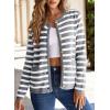 imageDokotoo Womens 2025 Fashion Casual Crew Neck Open Front Long Sleeve Chunky Knit Striped Cardigans Sweaters Outerwear CoatsGray Stripe