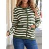 imageDokotoo Womens 2025 Fashion Casual Crew Neck Open Front Long Sleeve Chunky Knit Striped Cardigans Sweaters Outerwear CoatsGreen Stripe