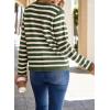 imageDokotoo Womens 2025 Fashion Casual Crew Neck Open Front Long Sleeve Chunky Knit Striped Cardigans Sweaters Outerwear CoatsGreen Stripe