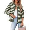 imageDokotoo Womens 2025 Fashion Casual Crew Neck Open Front Long Sleeve Chunky Knit Striped Cardigans Sweaters Outerwear CoatsGreen Stripe