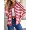 imageDokotoo Womens 2025 Fashion Casual Crew Neck Open Front Long Sleeve Chunky Knit Striped Cardigans Sweaters Outerwear CoatsRose Stripe