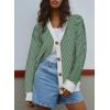 imageDokotoo Womens 2025 Fashion Casual Open Front Long Sleeve Chunky Knit Striped Cardigans Sweaters Outerwear CoatsDeep Green