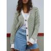 imageDokotoo Womens 2025 Fashion Casual Open Front Long Sleeve Chunky Knit Striped Cardigans Sweaters Outerwear CoatsGreen