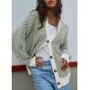 imageDokotoo Womens 2025 Fashion Casual Open Front Long Sleeve Chunky Knit Striped Cardigans Sweaters Outerwear CoatsGreen