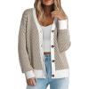 imageDokotoo Womens 2025 Fashion Casual Open Front Long Sleeve Chunky Knit Striped Cardigans Sweaters Outerwear CoatsKhaki