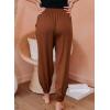 imageDokotoo Womens 2025 Soft Casual Drawstring Tie Elastic Waist Loose Jogger Pants with PocketsC Brown