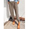 imageDokotoo Womens 2025 Soft Casual Drawstring Tie Elastic Waist Loose Jogger Pants with PocketsC Leopard Khaki