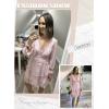 imageDokotoo Womens 2025 Spring Summer Deep V Neck Long Sleeve Backless Ruffle Floral Flowy Mini DressS New Pink Floral