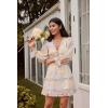 imageDokotoo Womens 2025 Spring Summer Deep V Neck Long Sleeve Backless Ruffle Floral Flowy Mini DressS New Yellow Floral