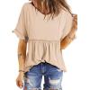 imageDokotoo Womens Blouses Smocked Casual V Neck Ruffle Bell Half Sleeve Shirts TopApricot