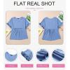 imageDokotoo Womens Blouses Smocked Casual V Neck Ruffle Bell Half Sleeve Shirts TopBlue