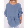imageDokotoo Womens Blouses Smocked Casual V Neck Ruffle Bell Half Sleeve Shirts TopBlue