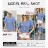 imageDokotoo Womens Blouses Smocked Casual V Neck Ruffle Bell Half Sleeve Shirts TopBlue