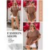imageDokotoo Womens Blouses Smocked Casual V Neck Ruffle Bell Half Sleeve Shirts TopBrown