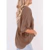 imageDokotoo Womens Blouses Smocked Casual V Neck Ruffle Bell Half Sleeve Shirts TopBrown
