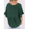 imageDokotoo Womens Blouses Smocked Casual V Neck Ruffle Bell Half Sleeve Shirts TopGreen