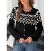 imageDokotoo Womens Cardigans Casual Long Sleeve Chunky Knit Fall Winter Button Down Fair Isle Cardigan SweatersBlack