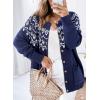 imageDokotoo Womens Cardigans Casual Long Sleeve Chunky Knit Fall Winter Button Down Fair Isle Cardigan SweatersDark Blue