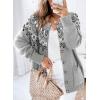 imageDokotoo Womens Cardigans Casual Long Sleeve Chunky Knit Fall Winter Button Down Fair Isle Cardigan SweatersGrey