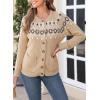 imageDokotoo Womens Cardigans Casual Long Sleeve Chunky Knit Fall Winter Button Down Fair Isle Cardigan SweatersKhaki