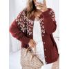 imageDokotoo Womens Cardigans Casual Long Sleeve Chunky Knit Fall Winter Button Down Fair Isle Cardigan SweatersRed