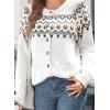 imageDokotoo Womens Cardigans Casual Long Sleeve Chunky Knit Fall Winter Button Down Fair Isle Cardigan SweatersWhite